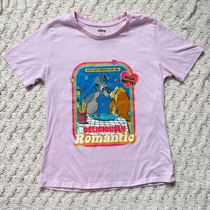 Disney Lady and the Tramp T-Shirt - Pink Iconic Spaghetti Scene T-Shirt